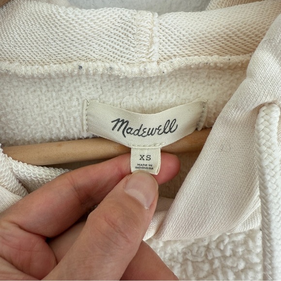 Madewell Resourced Fleece Bubble Sleeve Sherpa Hooded Sweatshirt XS - Picture 3 of 12